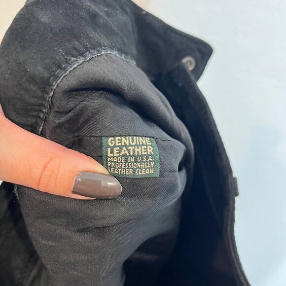 Vintage Bushwacker genuine leather suede Black Mom pants Size 8 High Rise Y2K - Picture 9 of 9